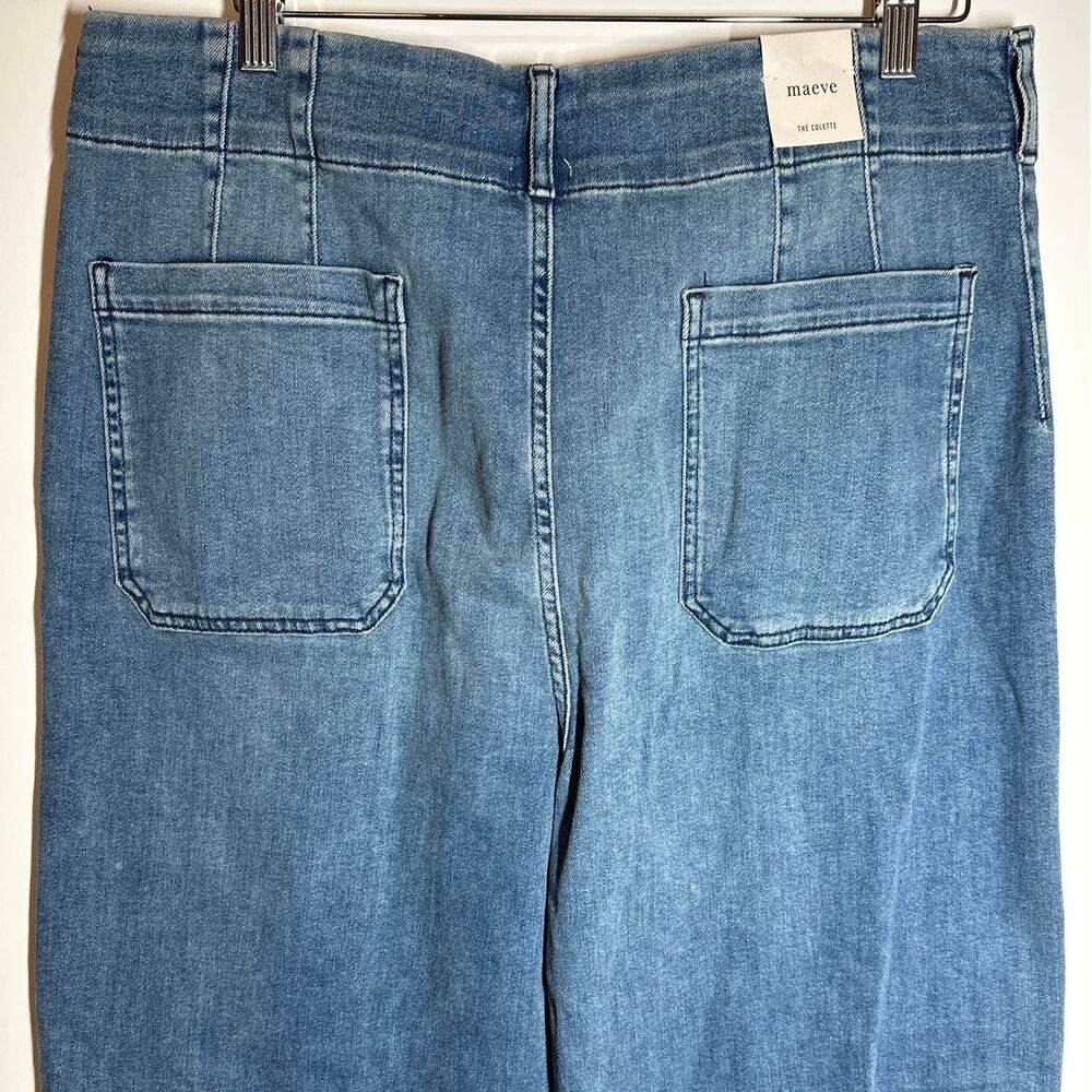 Maeve Anthropologie Colette Cropped Wide Leg Jeans Denim Medium 34T 34 Tall NWT - Picture 8 of 13